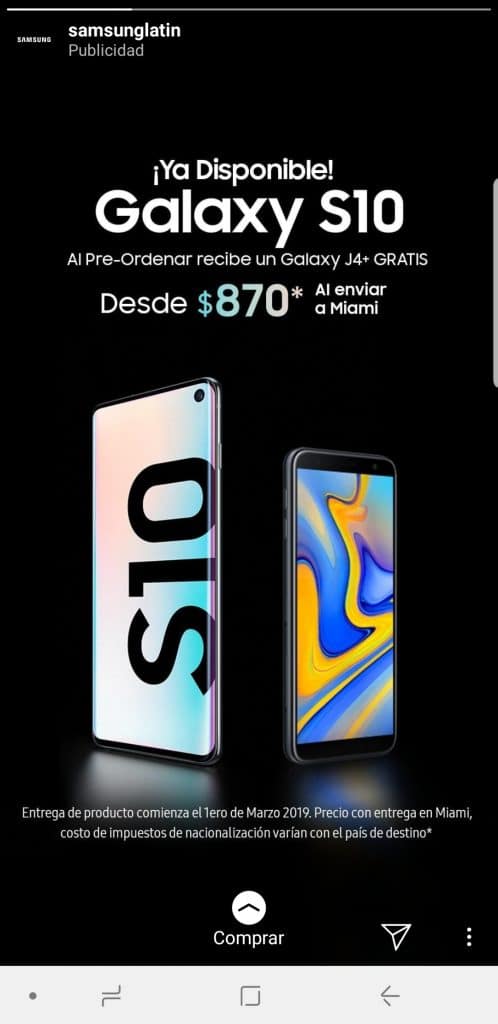 samsung ejemplo post instagram promocion historia, promocionar botón de instagram