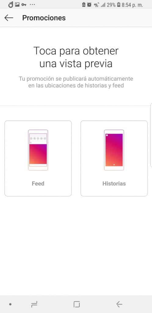 ubicación promoción instagram